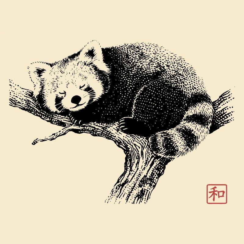 Schlafender roter Panda Zen Kunst
