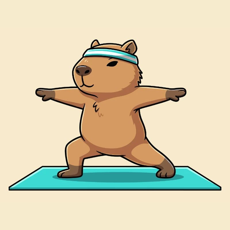 Yoga Capybara Rodent Doing Warrior Pose