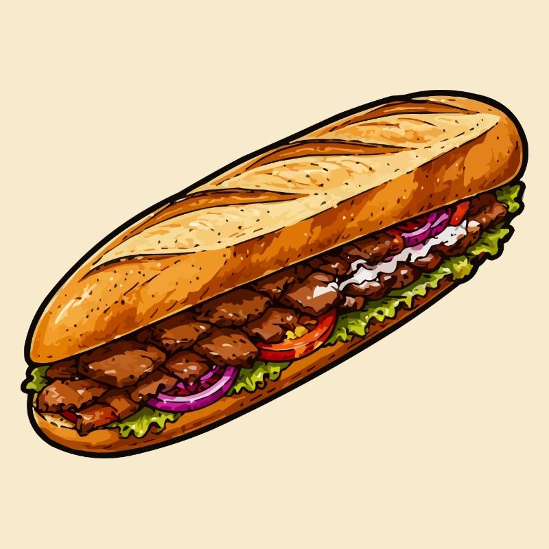 Illustration de sandwich baguette