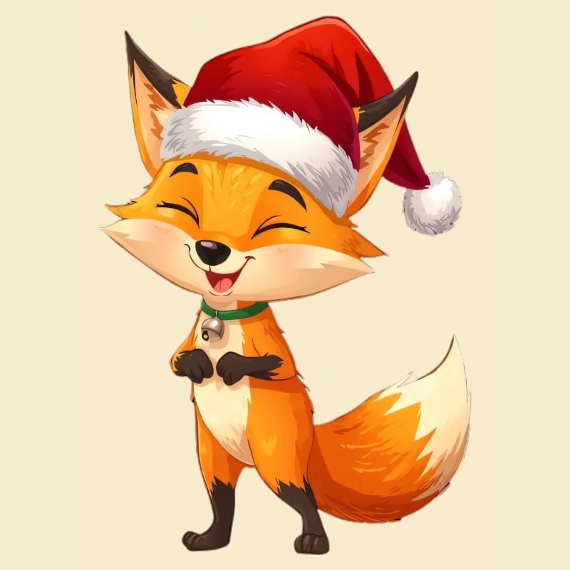 Fox with Santa Hat