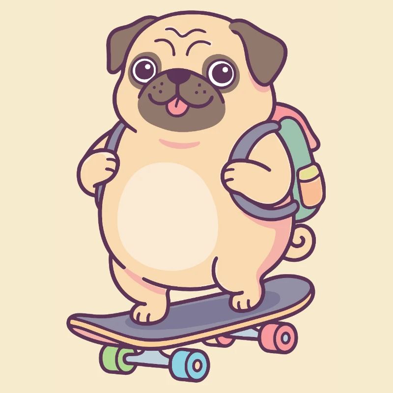 Pug Skateboard Rucksack