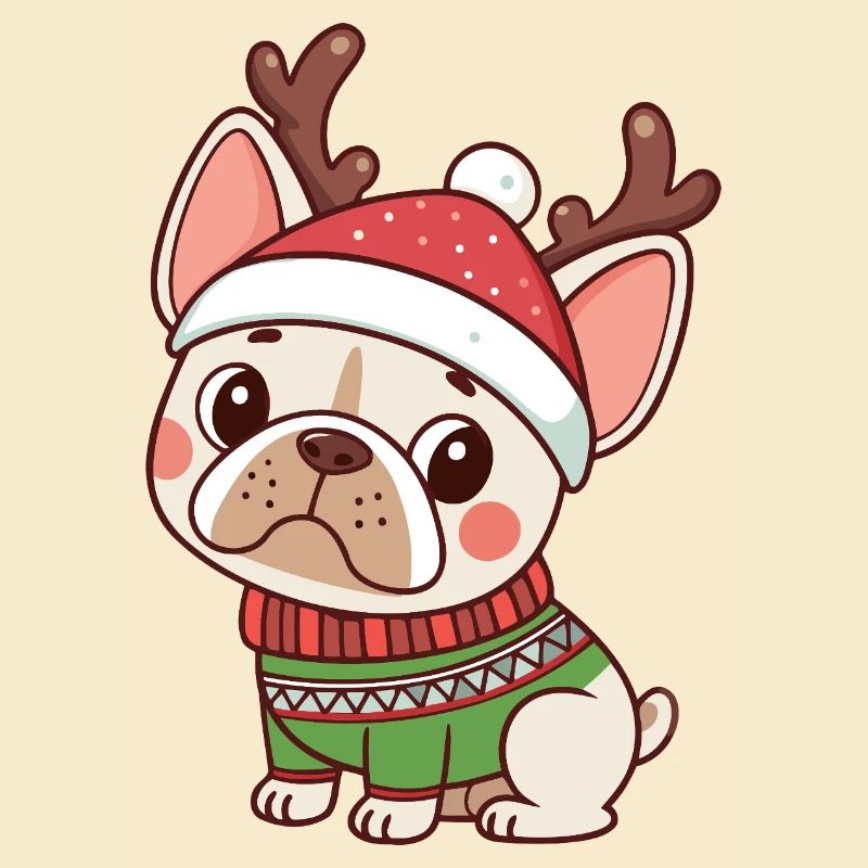 Chiot Noël Bonnet et Pull Vert