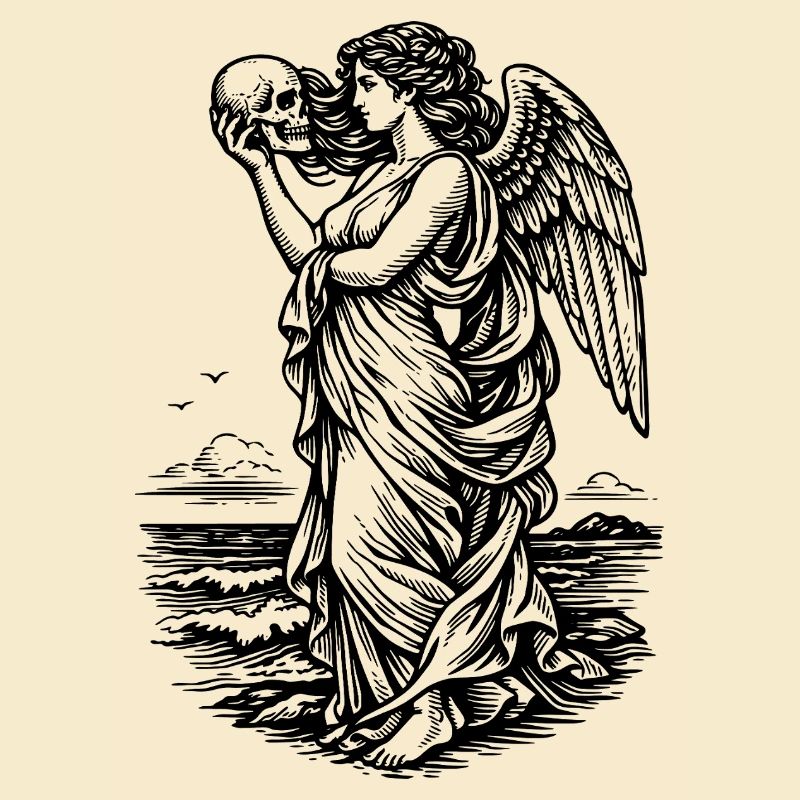 La déesse grecque Aphrodite à la mer avec le skul