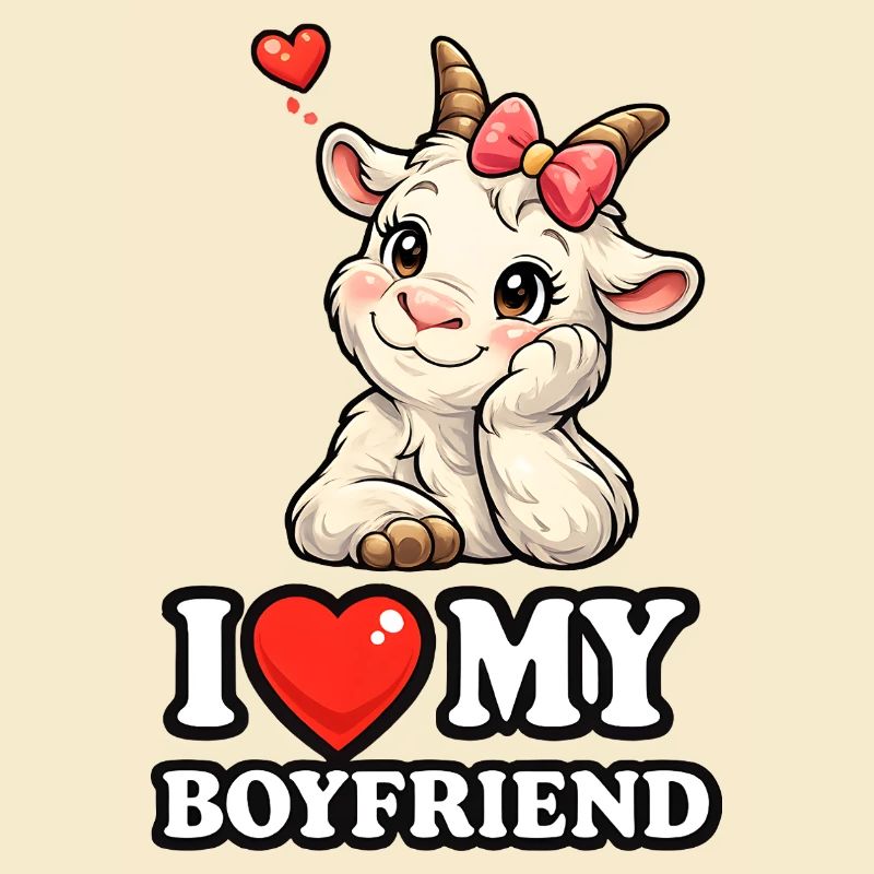 Graphique comique de la chèvre mignonne J’adore mon petit ami