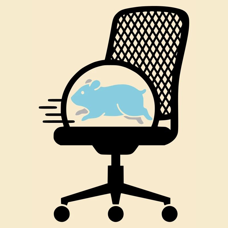 Roue de hamster sur chaise de bureau