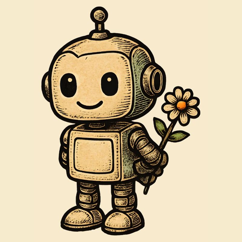 Robot with flower
