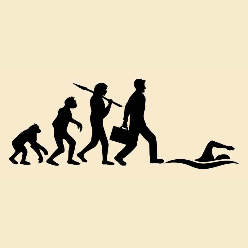 evolution entwicklung geboren zum schwimmen logo s