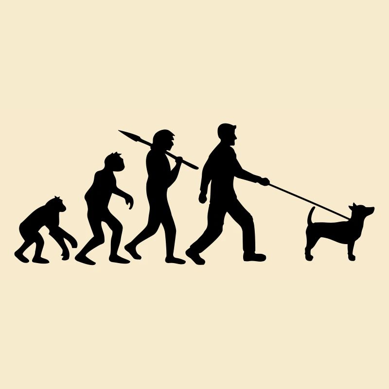 Evolution Gassi gehen Hund Steinzeit Entwicklung C