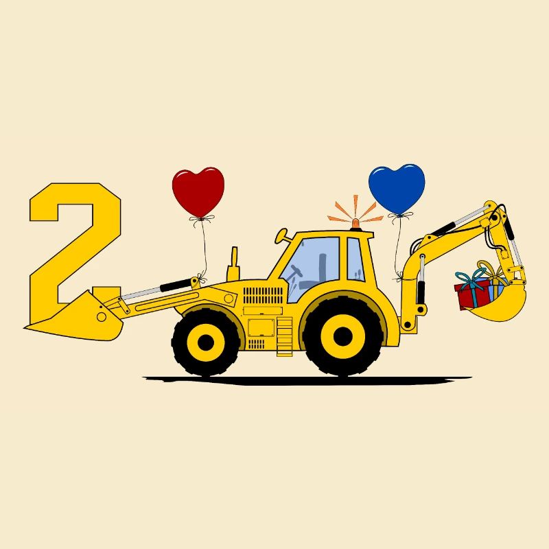 2nd birthday excavator tractor