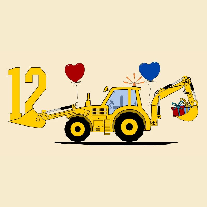 12. Geburtstag Bagger Traktor
