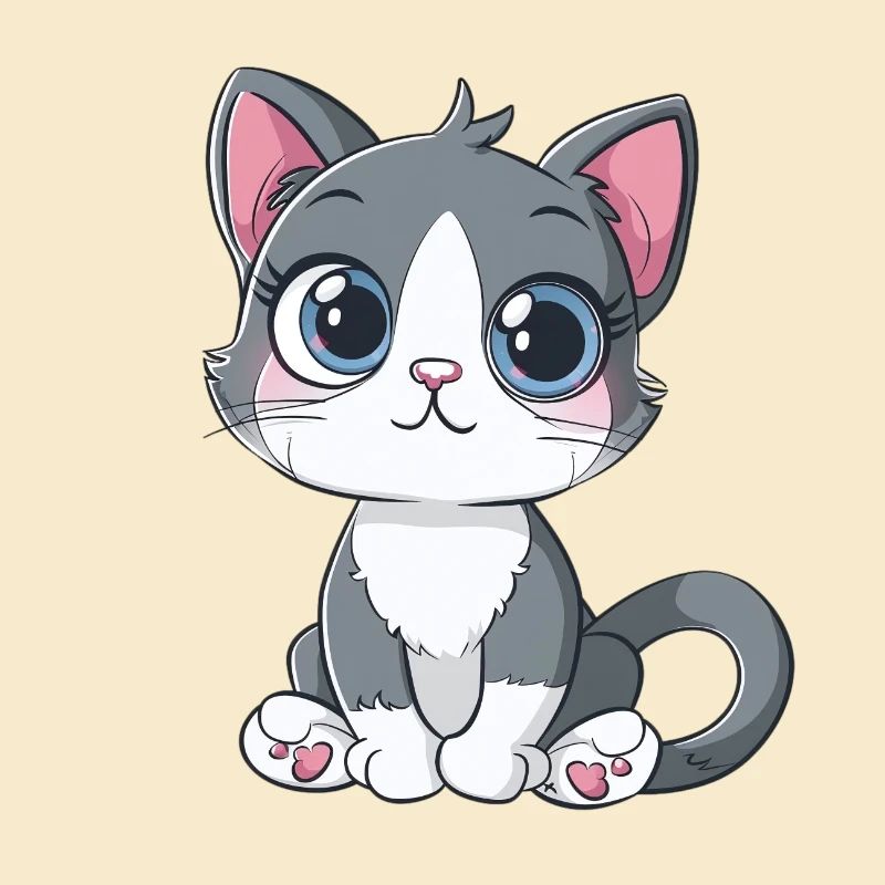 Chat mignon avec de grands yeux et des cœurs de pattes