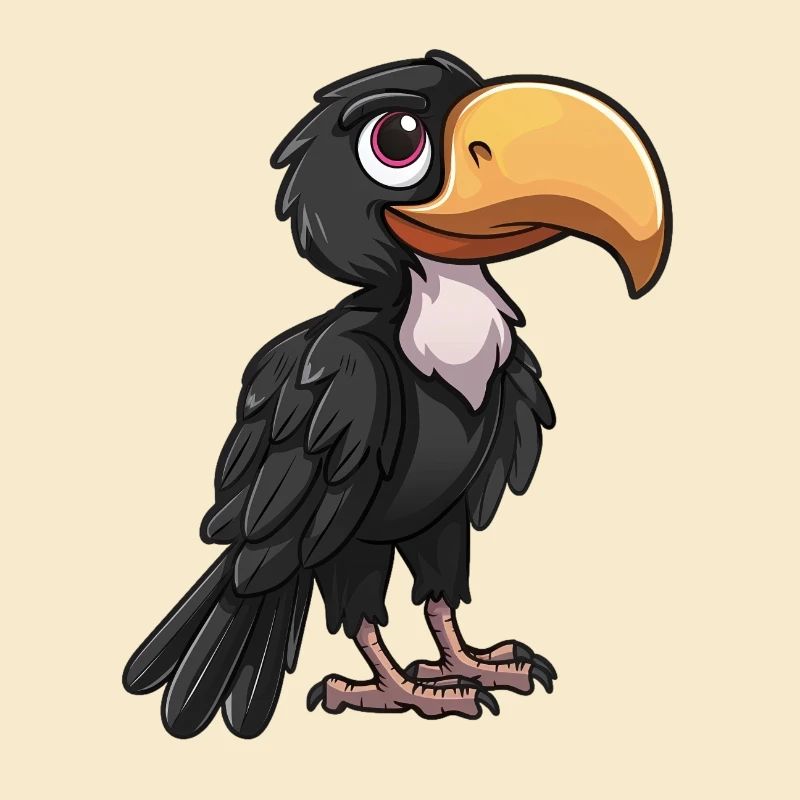 Süßer Cartoon Vogel Mit Großem Schnabel