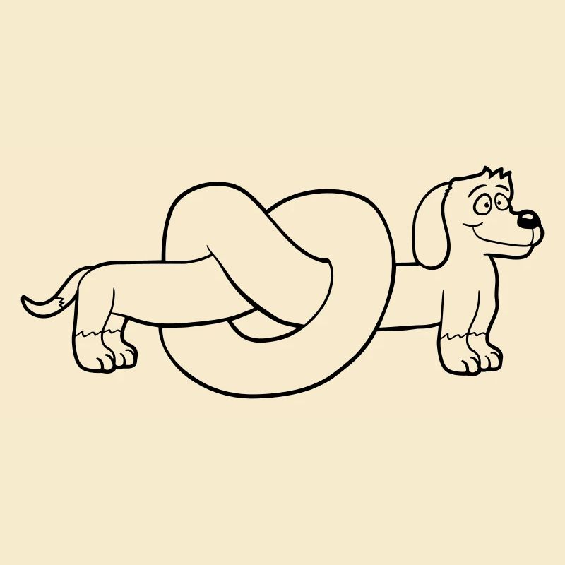Hund Dackel Brezel Form Knoten Langer Körper Comic