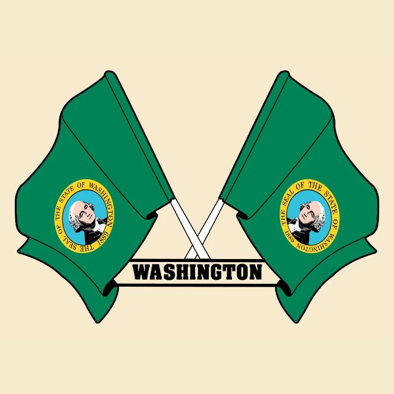 Two flags text WASHINGTON