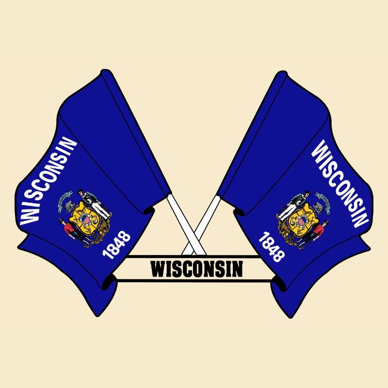 Two flags text WISCONSIN