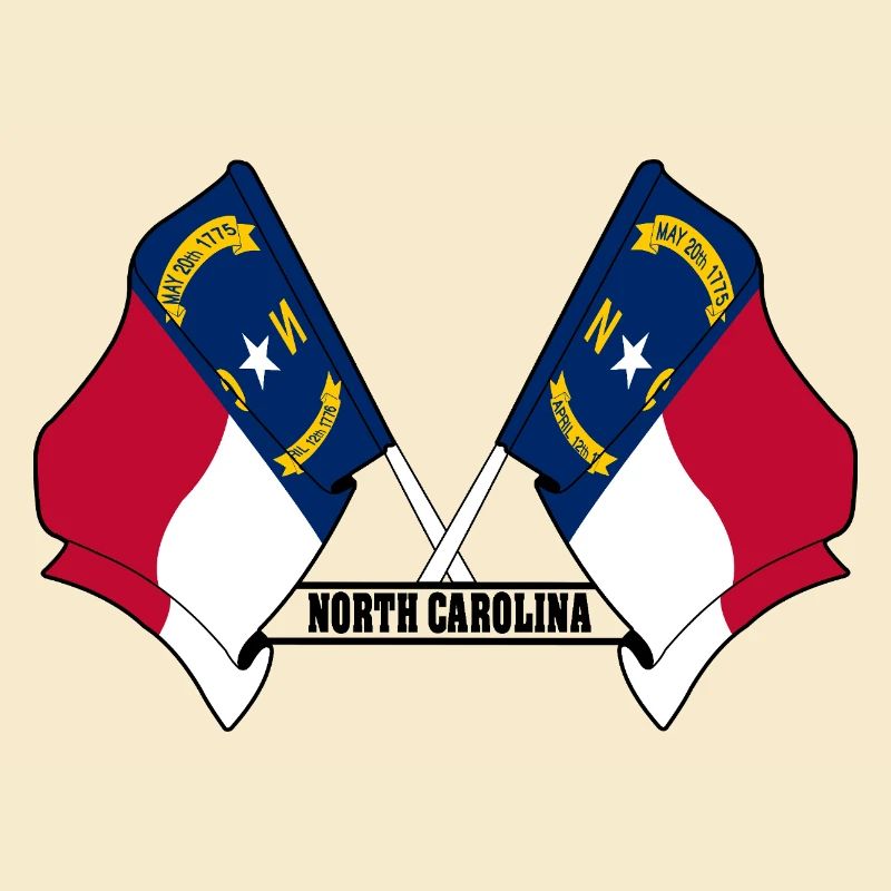 Two flags text NORTH CAROLINA