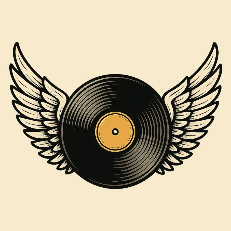 Disque vinyle avec piano à queue | Conception d’ailes en vinyle