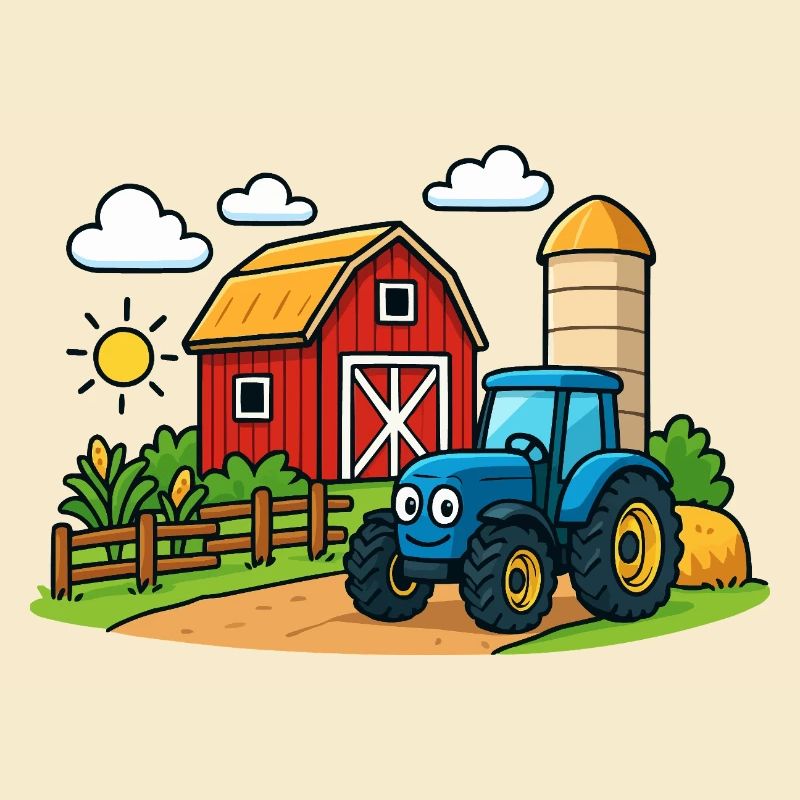 Fun farm with tractor