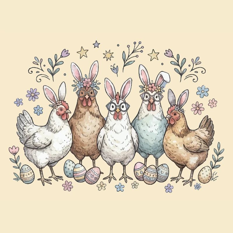 Easter bunny gang with eggs