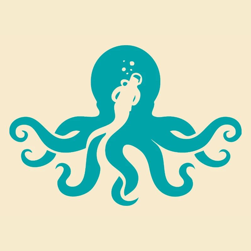 Turquoise Octopus Silhouette