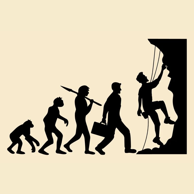 evolution entwicklung geboren steilwand bergsteige