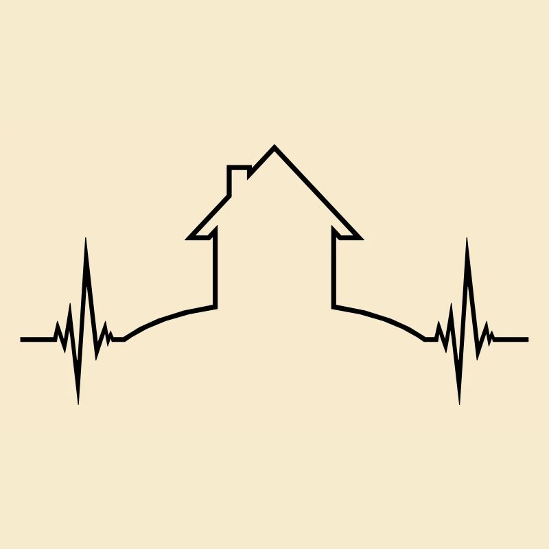 haus EKG puls herzschlag frequenz eigenheim umriss