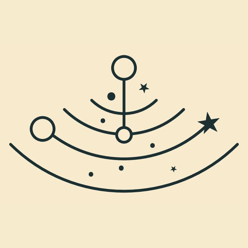 BOHO stars and moons in half circle orbits