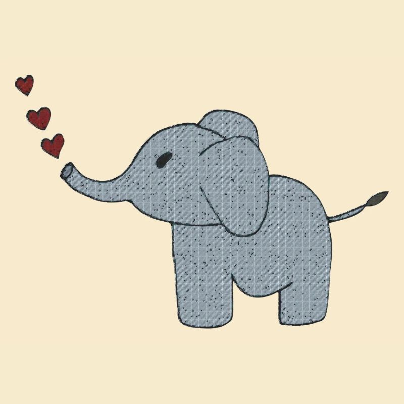 Elephant fabric with hearts