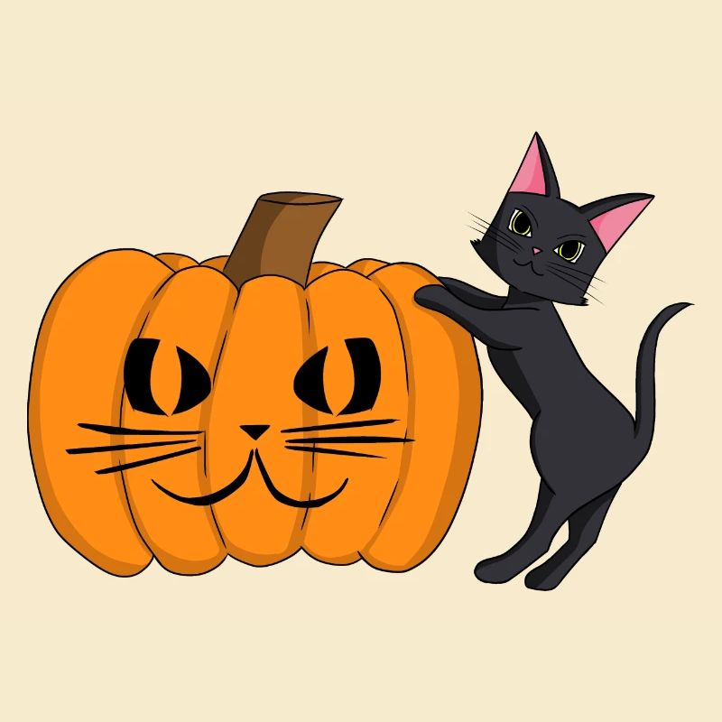 Chat noir avec grimace de citrouille