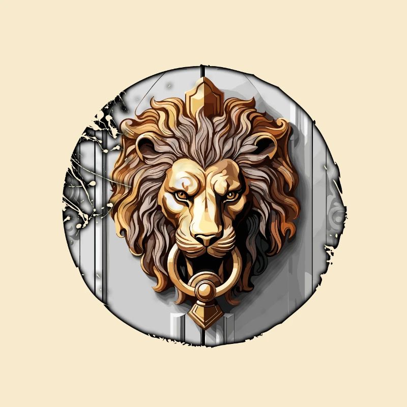 Lion Head / Door Knocker / Bell / Antique / Old