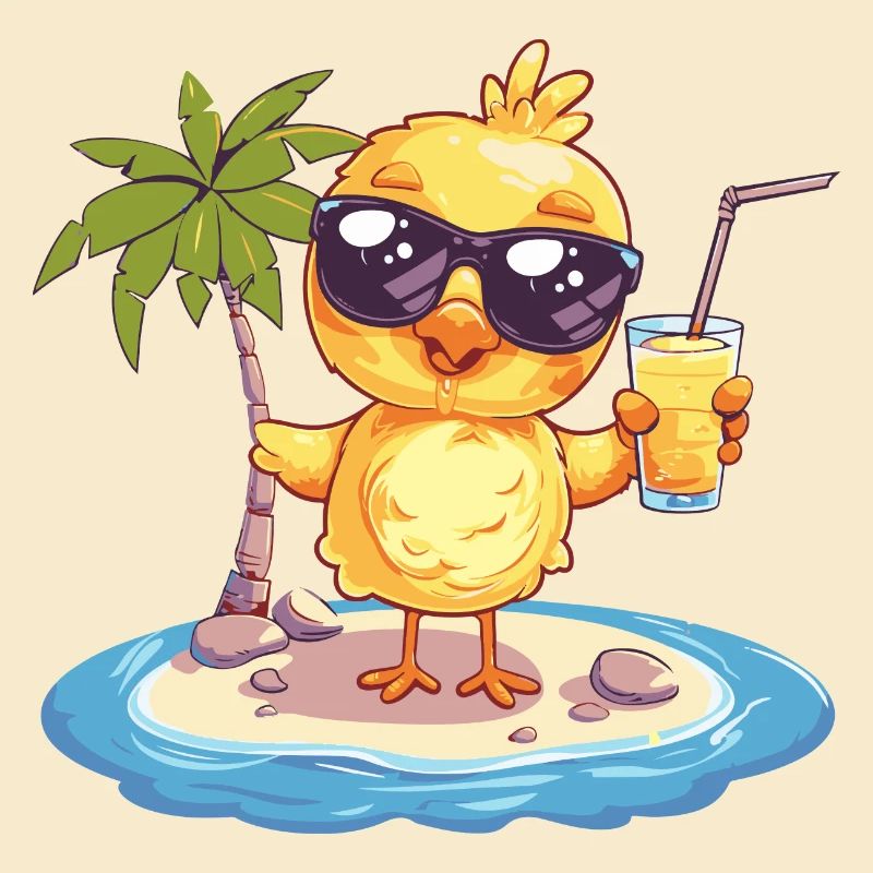 Huhn Sommer Strand Urlaub