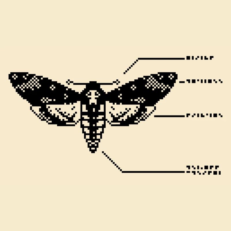 1bit Pixel Crâne Hawkmoth