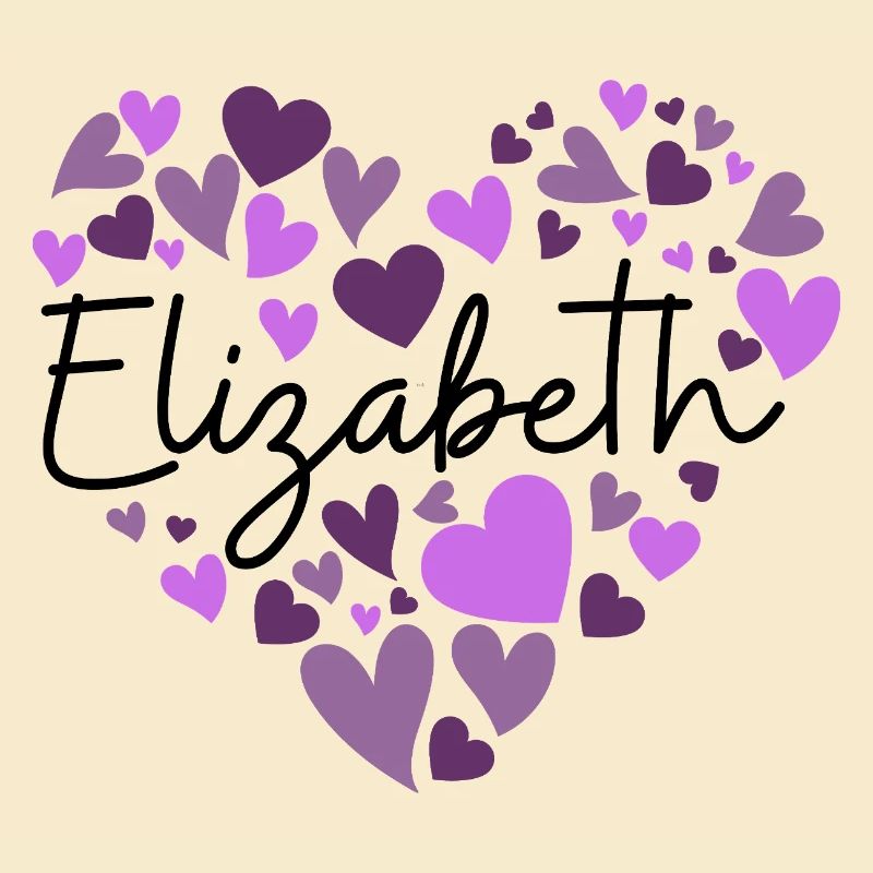 Conception du nom Elizabeth avec Hea violet en forme de cœur