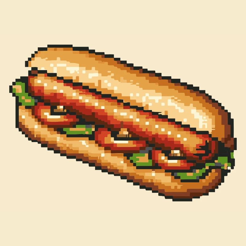 Retro Pixel Hotdog