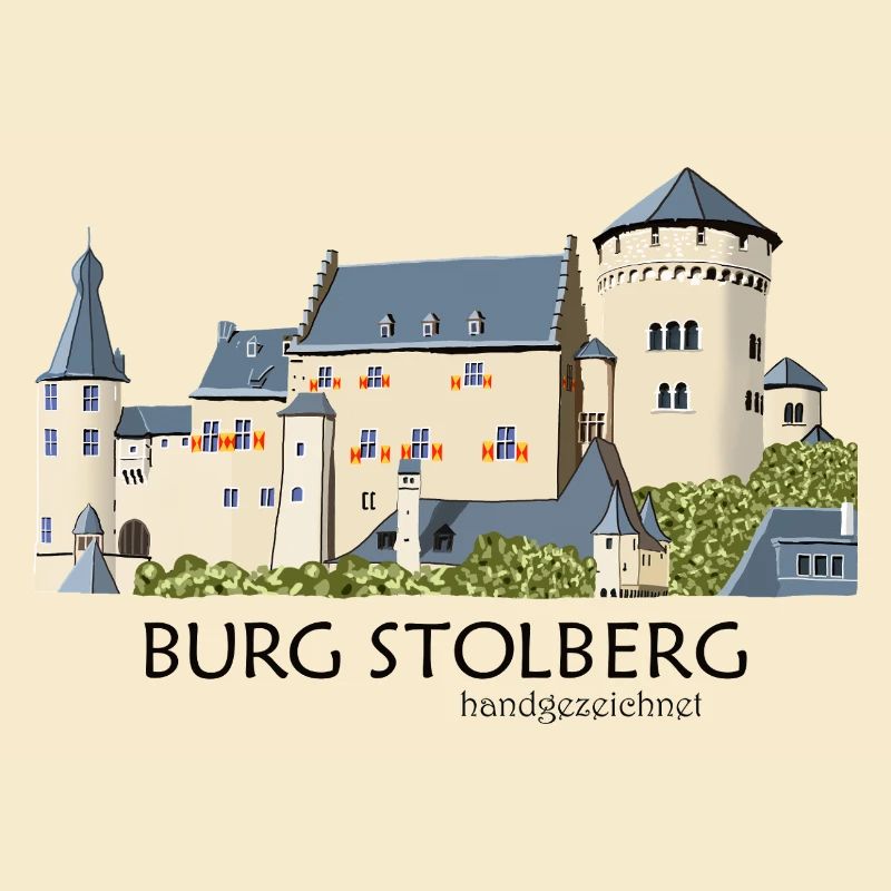 Stolberg Castle, Eifel, Middle Ages Hand Drawing