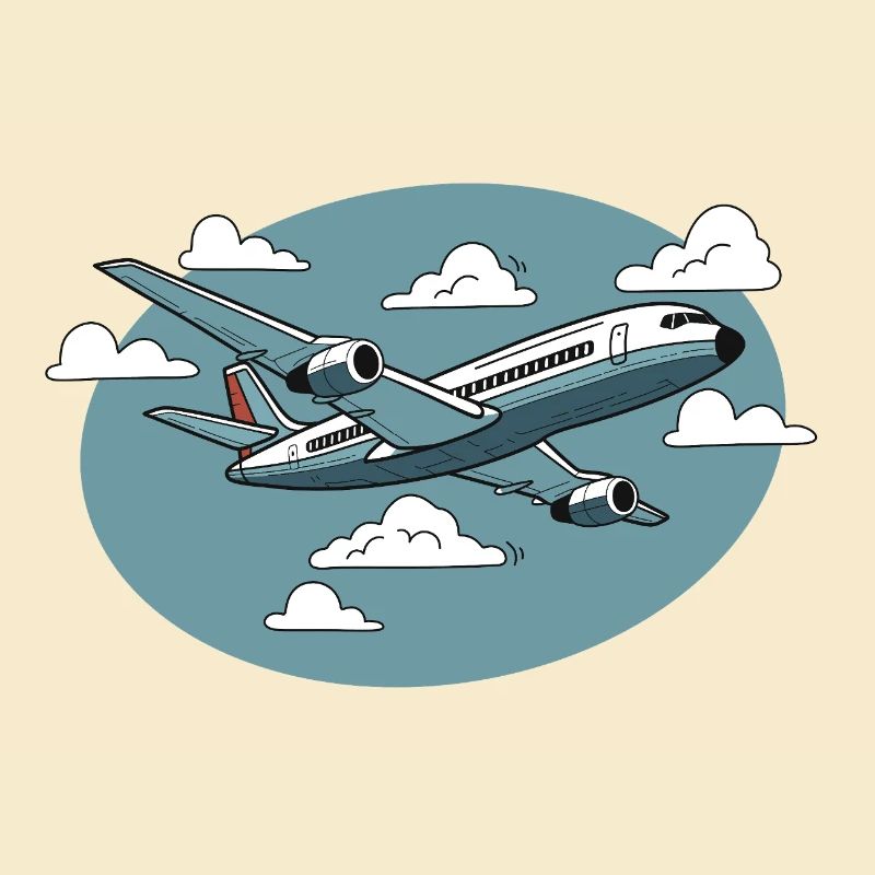 Dessin animé d’aviation dans le ciel bleu