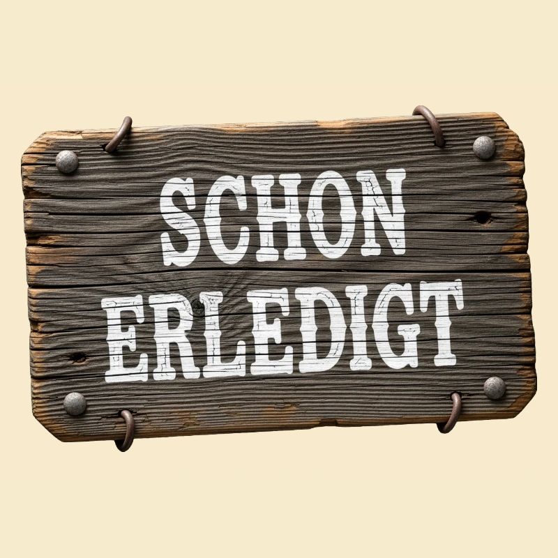 Schon erledigt – rustikales Werkstatt Schild
