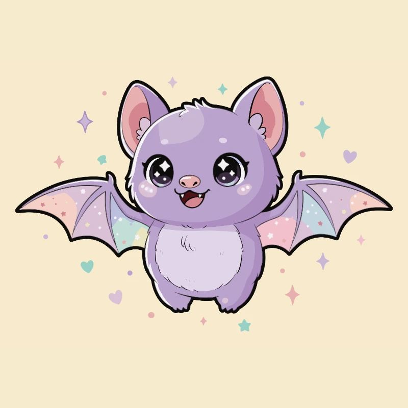 Purple Bat with Rainbow Wings