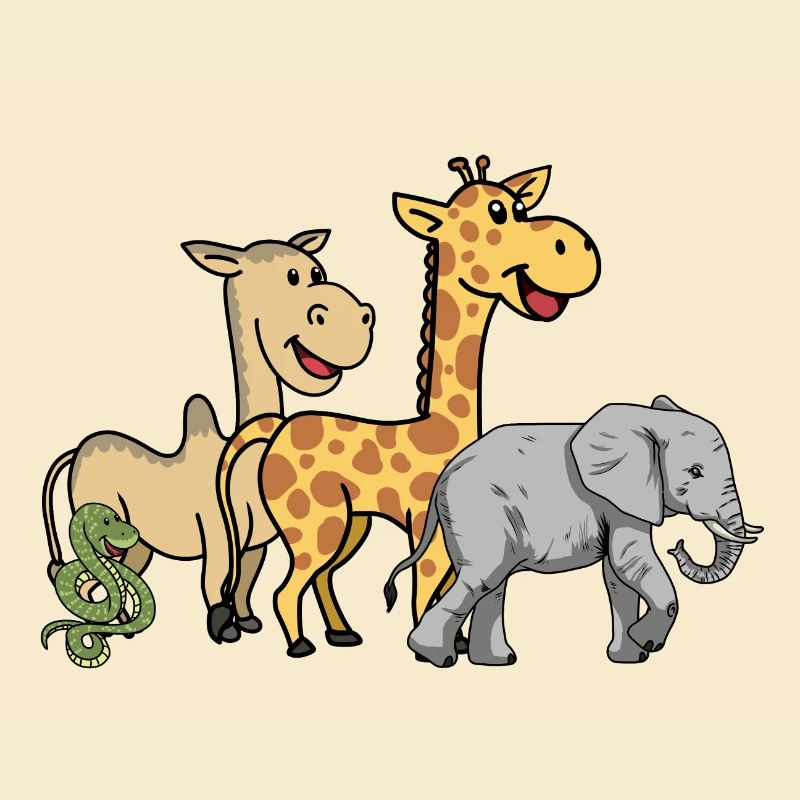 Afrika Wildtiere Elefant Giraffe Kamel Schlange