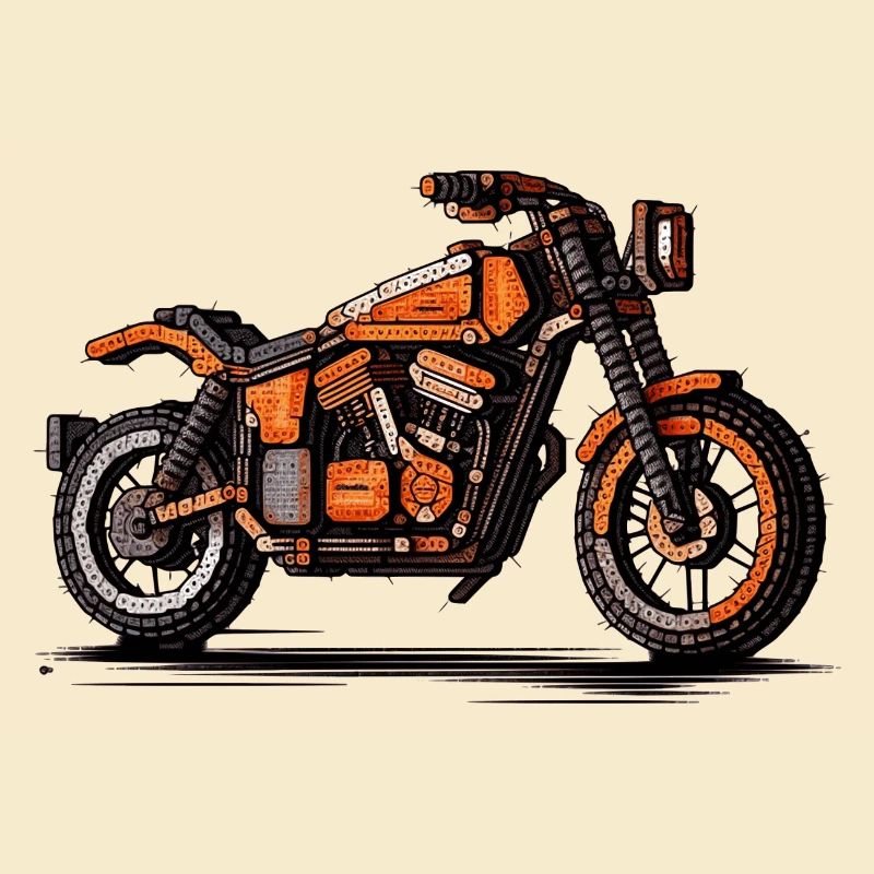 Motorrad als Oldtimer in 16-Bit Grafik