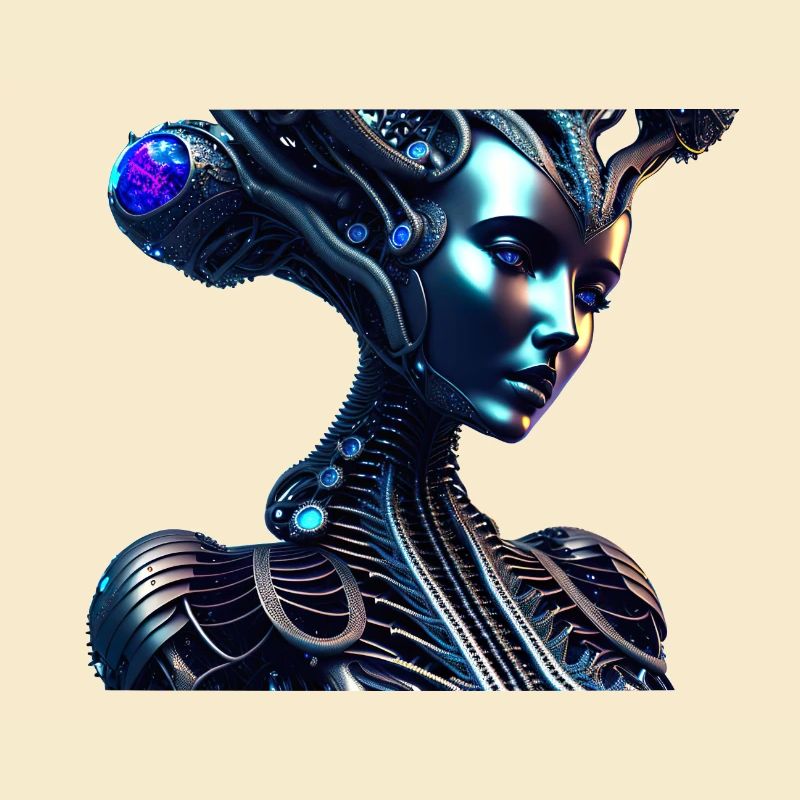 Biomechanical Tree Woman Robot