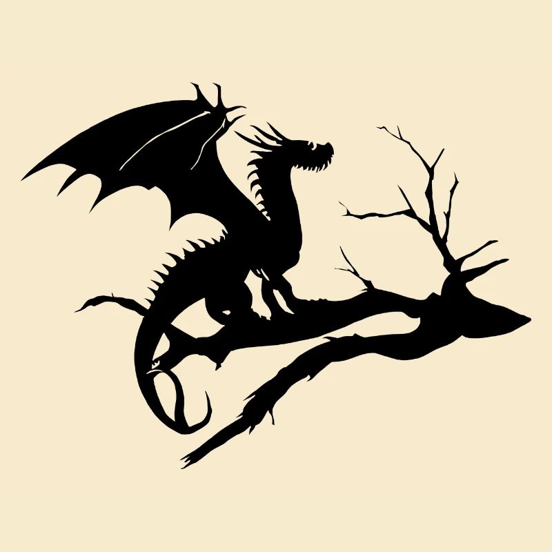 drache design silhouette toter baum