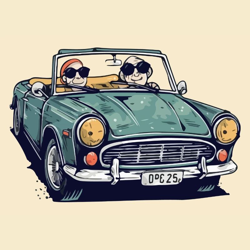 Denise und Roger im Cabrio