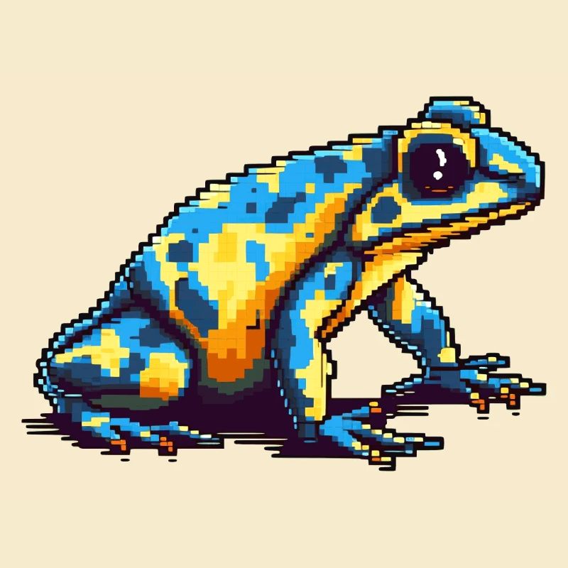 Bunter Pixel 8 Bit Pfeilgiftfrosch