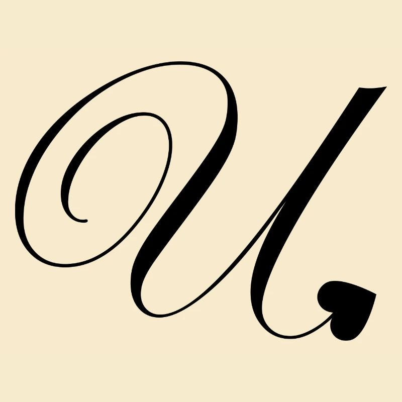 Buchstabe u Herz Kalligraphie