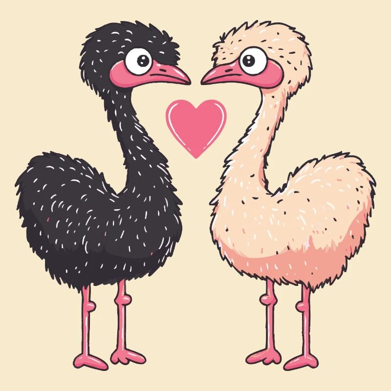 Ostrich Comic Couple Love