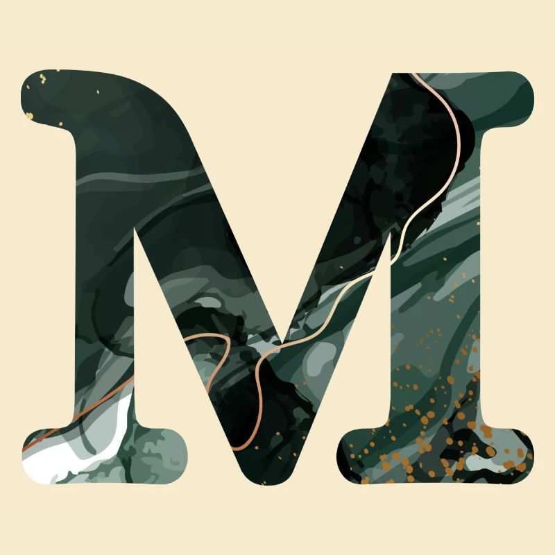 Green marbled letter m