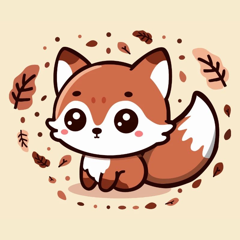 Herbst-Charm: Chibi-Fuchs mit flauschigem Schwanz