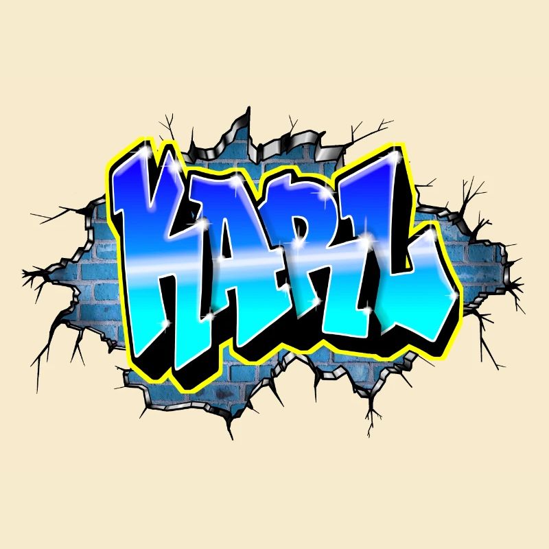 Graffiti KARL Blue Brick Crack