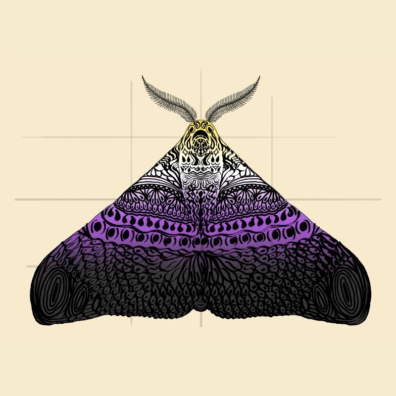 Non Binary Pride Moth Motif A